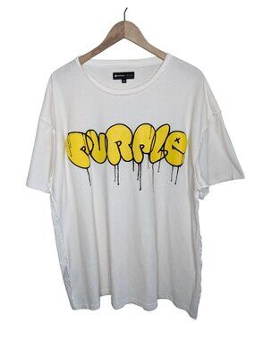 Purple Brand XXL White Inside Out Cotton T-Shirt Yellow Drip Bubble Logo